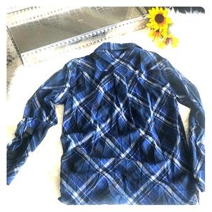 Rag & Bone Blue Plaid Silk Button Down Shirt XS